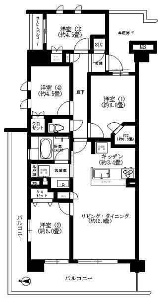 ソライエ葛飾小菅(4LDK/4階)の間取り写真