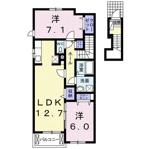 エトワールC(2LDK/2階)の間取り写真