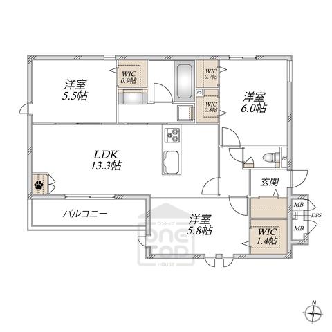 LE REVE 箕面 北(3LDK/2階)の間取り写真