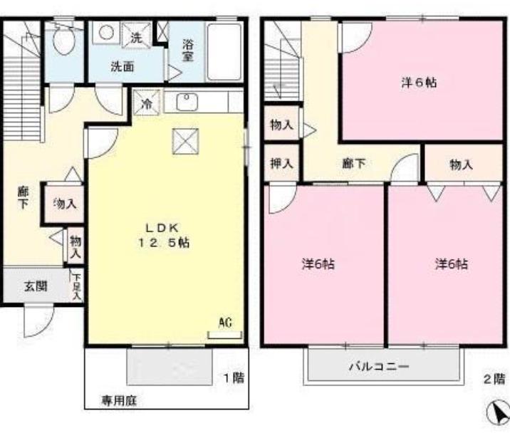 プランレーヌII(3LDK/1階)の間取り写真