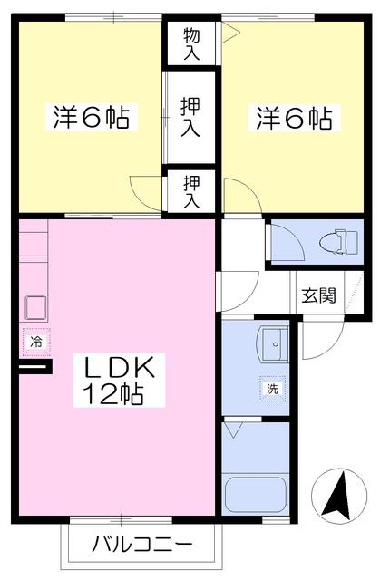 ウィルコート桜台(2LDK/2階)の間取り写真