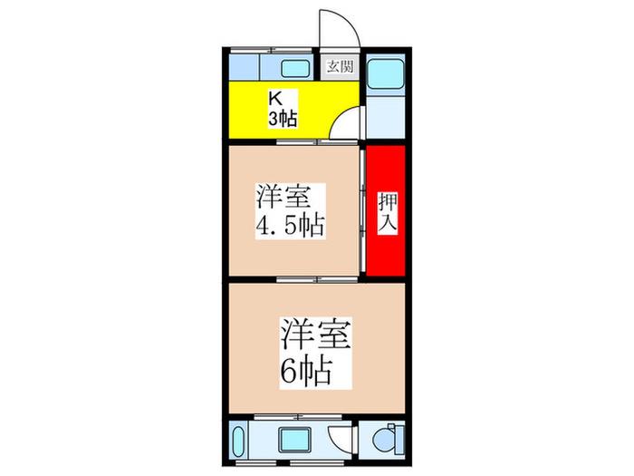 岩本マンション(2K/3階)の間取り写真