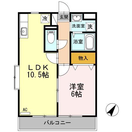 アバンウェル今井町II番館(1LDK/3階)の間取り写真
