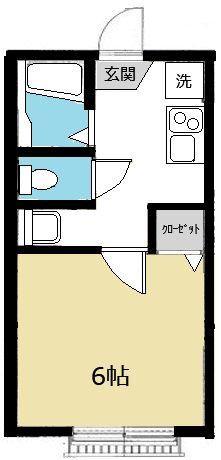 レジデンスコースト稲毛海岸(1K/1階)の間取り写真