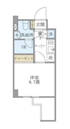 KDXレジデンス門前仲町(1K/3階)の間取り写真
