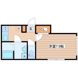グランシャンテ南鍛治町(1K/2階)の間取り写真