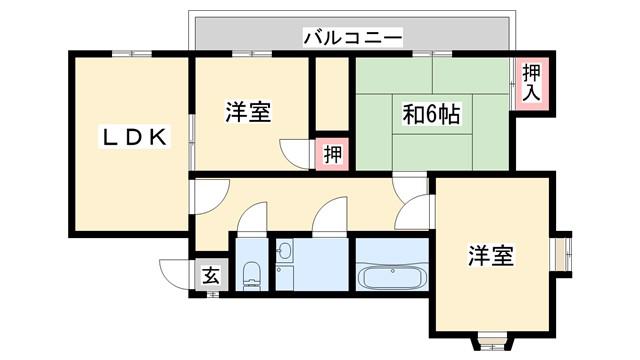 フラワーコート(3LDK/1階)の間取り写真