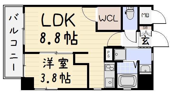 GALA PLATINU COURT(1LDK/6階)の間取り写真
