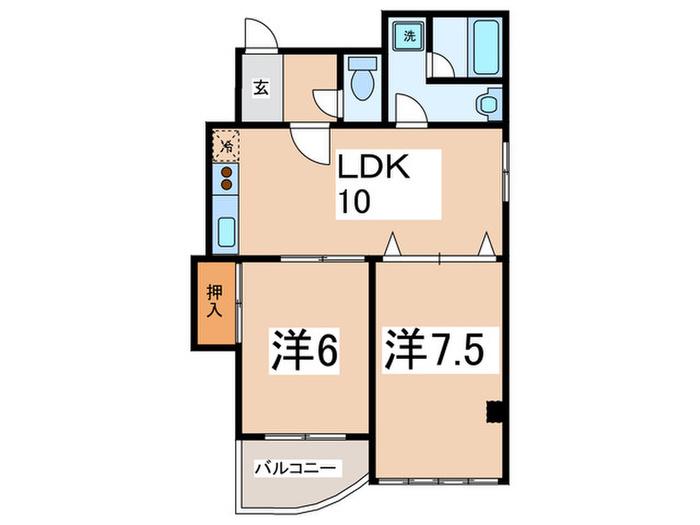 キューブ九条(2LDK/6階)の間取り写真