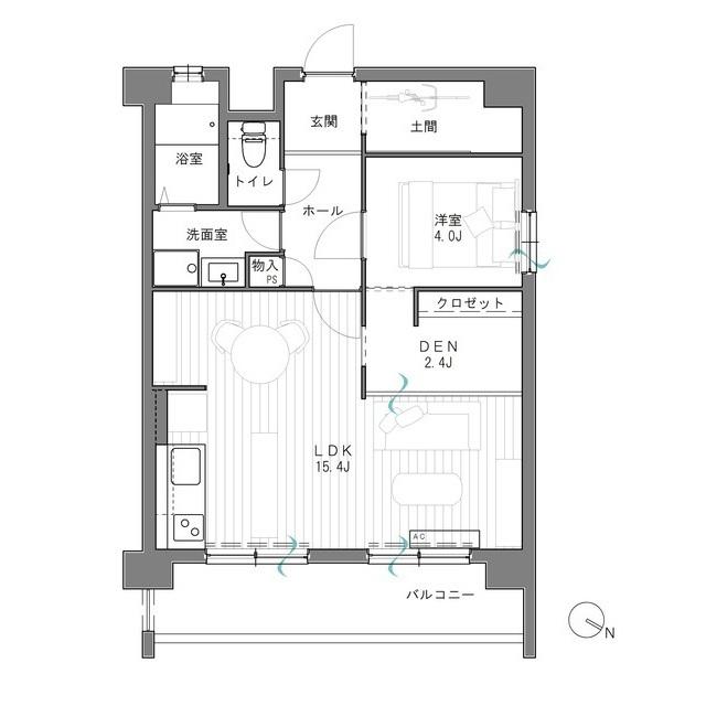 三基ビル(2DK/7階)の間取り写真