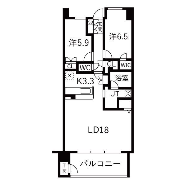 プラウド長町トレサージュ(2LDK/12階)の間取り写真