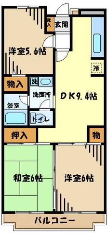 エスポワール玉川(3LDK/4階)の間取り写真