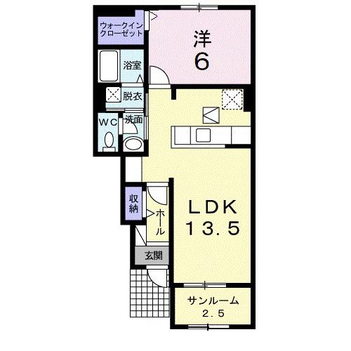 サンリット アークI(1LDK/1階)の間取り写真