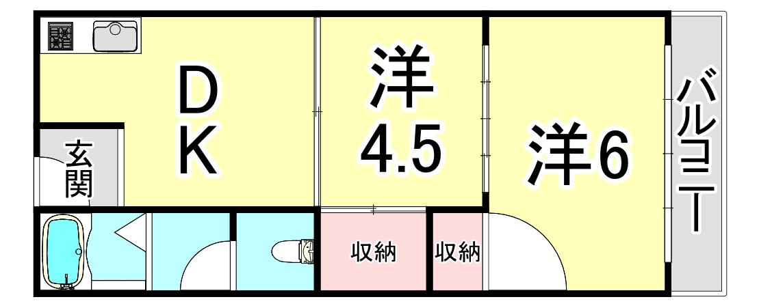 エルパラッツォ本山南(2DK/4階)の間取り写真