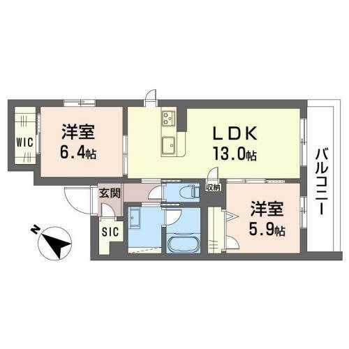PLAISIR RAFFINE(2LDK/3階)の間取り写真