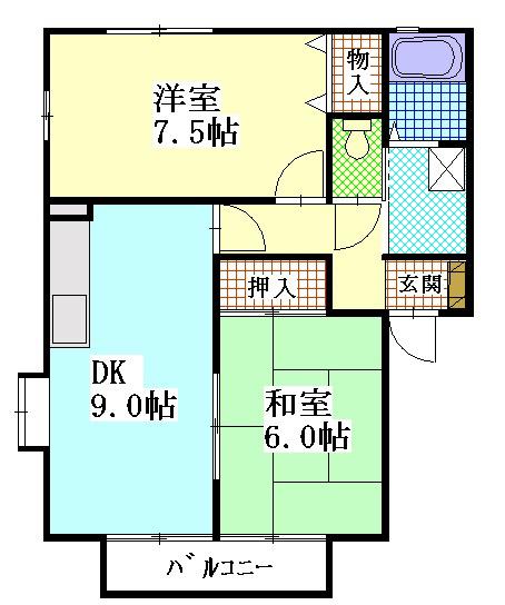 サンフローラ袋井 D(2DK/2階)の間取り写真