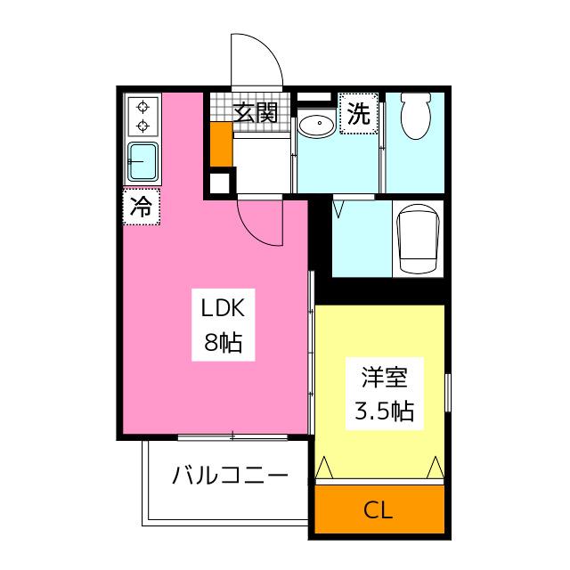 ROBOT HOME井尻III(1LDK/3階)の間取り写真