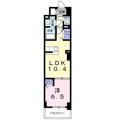 グランリーオ川崎レジデンス(1LDK/9階)の間取り写真