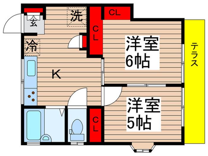 プレステージ志津(2K/1階)の間取り写真