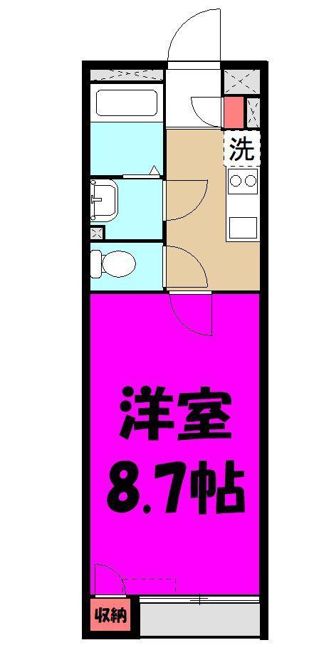 ファミーユ東大宮(1K/1階)の間取り写真