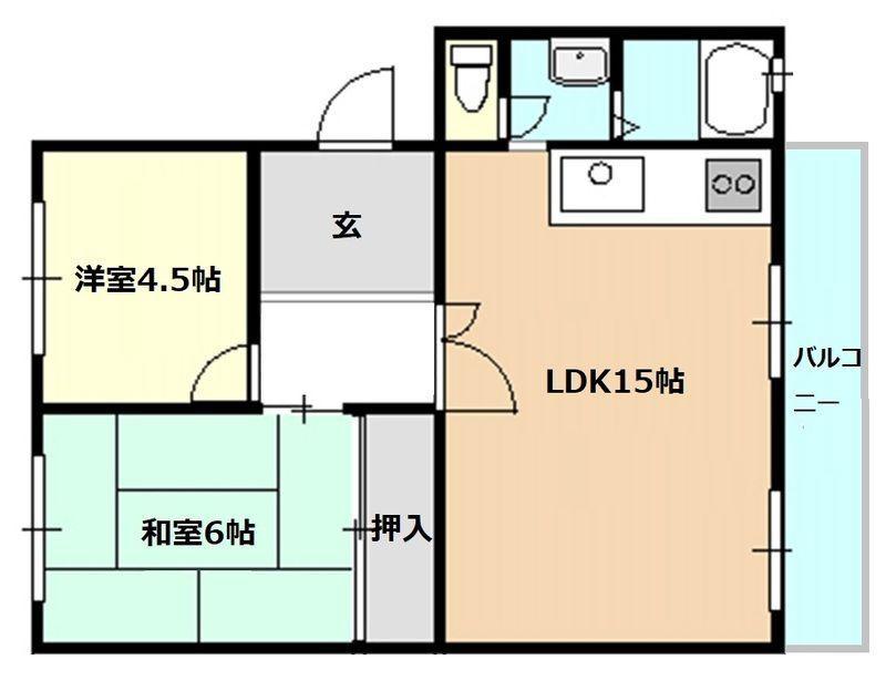 メゾン北鈴(2LDK/5階)の間取り写真