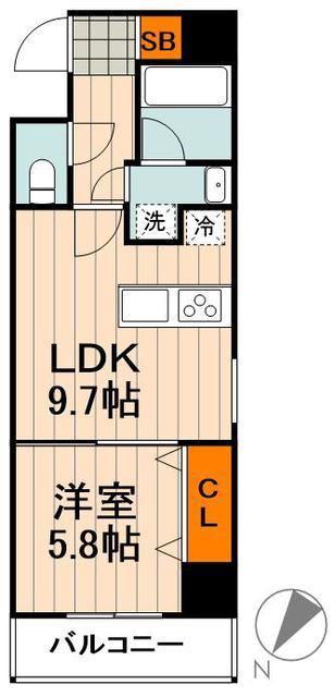 西日暮里フラッツ(1LDK/9階)の間取り写真