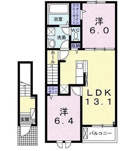シエルブルー(2LDK/2階)の間取り写真