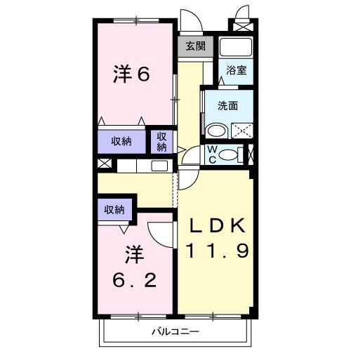 ハミングホーム五香西(2LDK/3階)の間取り写真