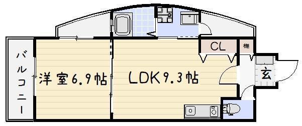 リード大手町(1LDK/2階)の間取り写真