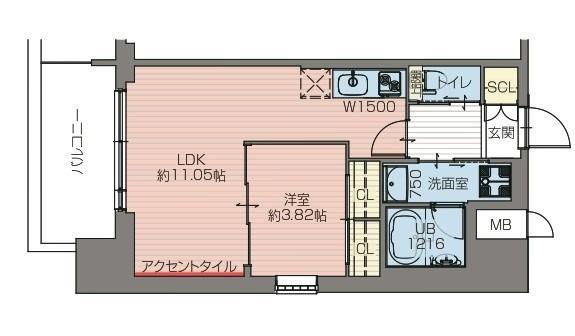 プレジオ難波(1LDK/4階)の間取り写真