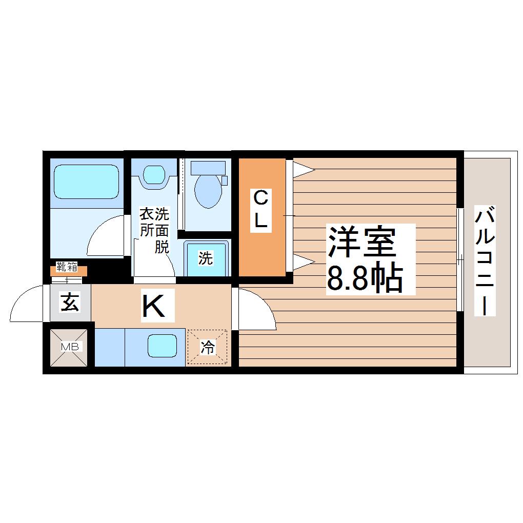 リビングステージ木町通(1K/2階)の間取り写真