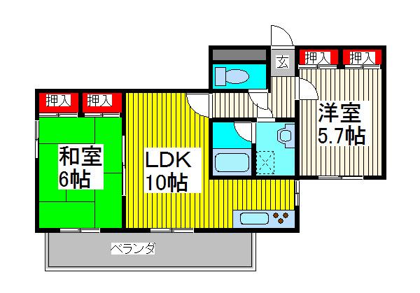アーク西川口(2LDK/3階)の間取り写真
