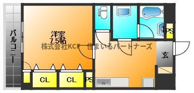 ハビタット351(1K/2階)の間取り写真