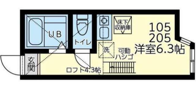 ユナイト田浦ロペス・ホルティージョ(ワンルーム/1階)の間取り写真