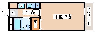 ハイライフ須佐野(1K/3階)の間取り写真