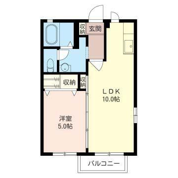 マーブル(1LDK/2階)の間取り写真