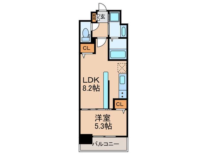 パルク クレール博多(1LDK/5階)の間取り写真