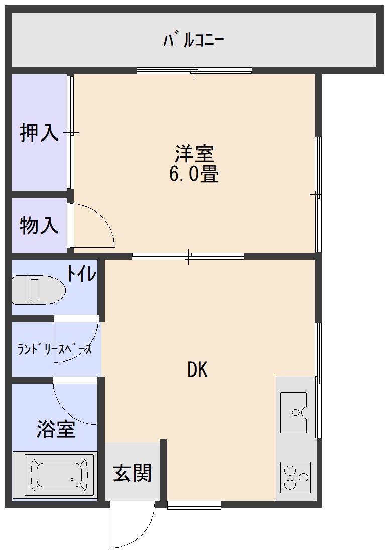 SUSAハイツ(1DK/1階)の間取り写真