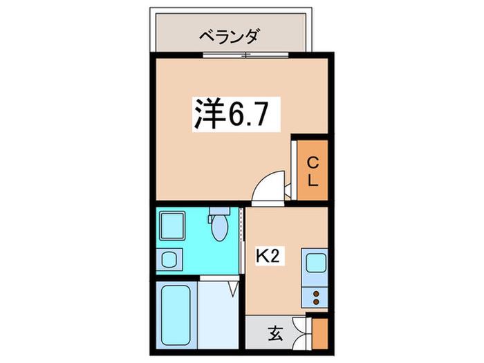 中新田A号棟(1K/1階)の間取り写真