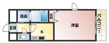 アンプルールクラージュアミティエ(1K/2階)の間取り写真