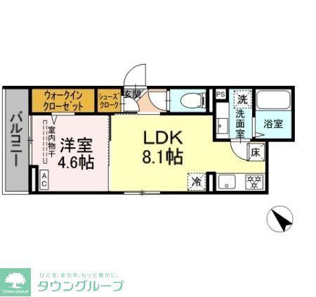 D PAINA西寺尾(1LDK/2階)の間取り写真
