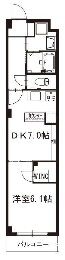 志幸70RUFURAN(1DK/3階)の間取り写真