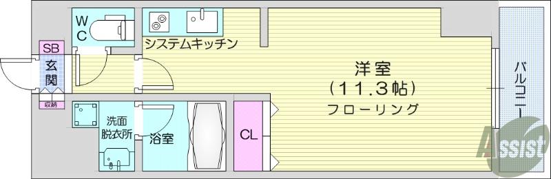 ヴァンデミエール高砂(ワンルーム/3階)の間取り写真