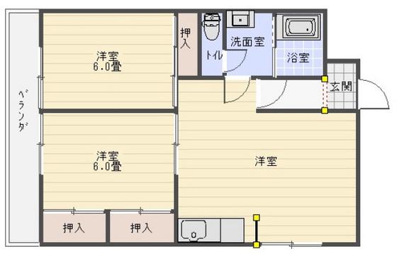 アセント昭和台(2LDK/3階)の間取り写真