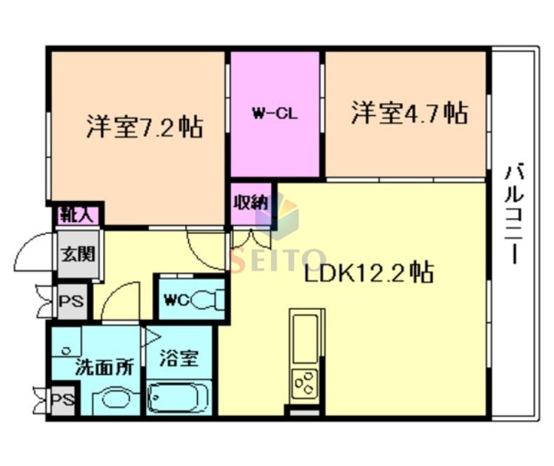 NLC豊中グリーンプレイス(2LDK/1階)の間取り写真