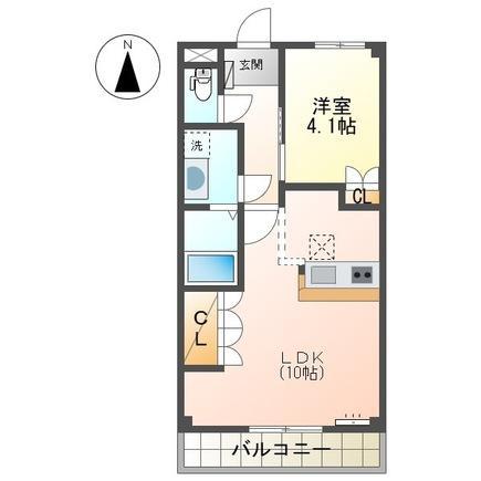 ピュアフォースせいら(1LDK/1階)の間取り写真