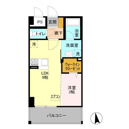 ソレイユガーデン(1LDK/3階)の間取り写真