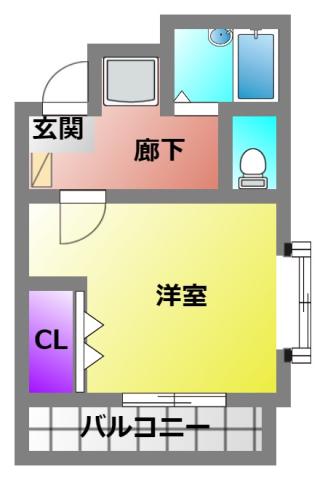 アクア・ベル(1K/1階)の間取り写真