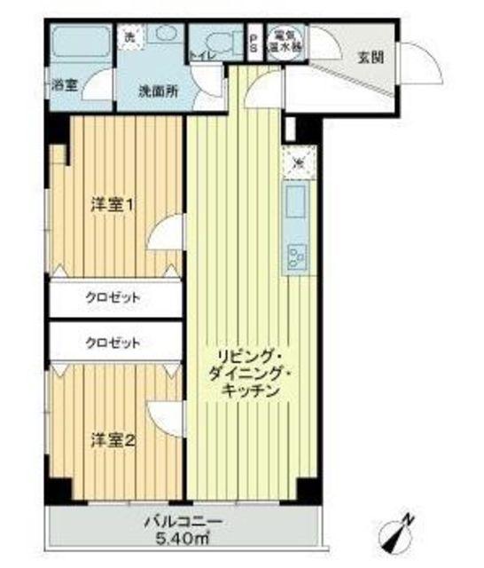 マンション目黒不動前(2LDK/3階)の間取り写真