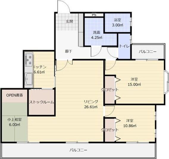 グランドメゾン東山元町(3LDK/1階)の間取り写真